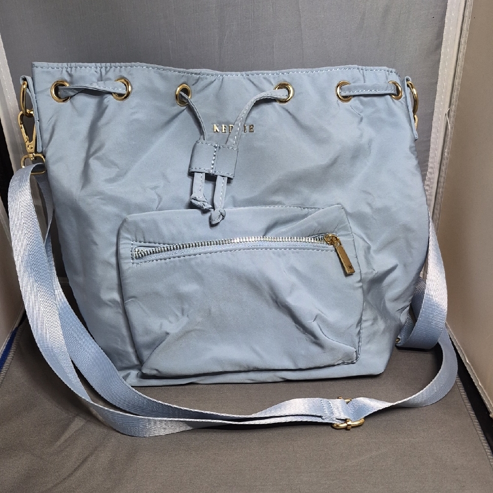 Kipling Sky Blue Shoulder Bag with Gold Accents